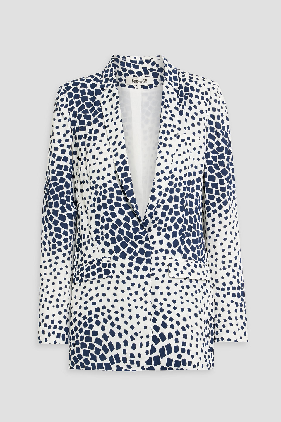 Diane Von Furstenberg Quentin Printed Crepe Blazer In Navy