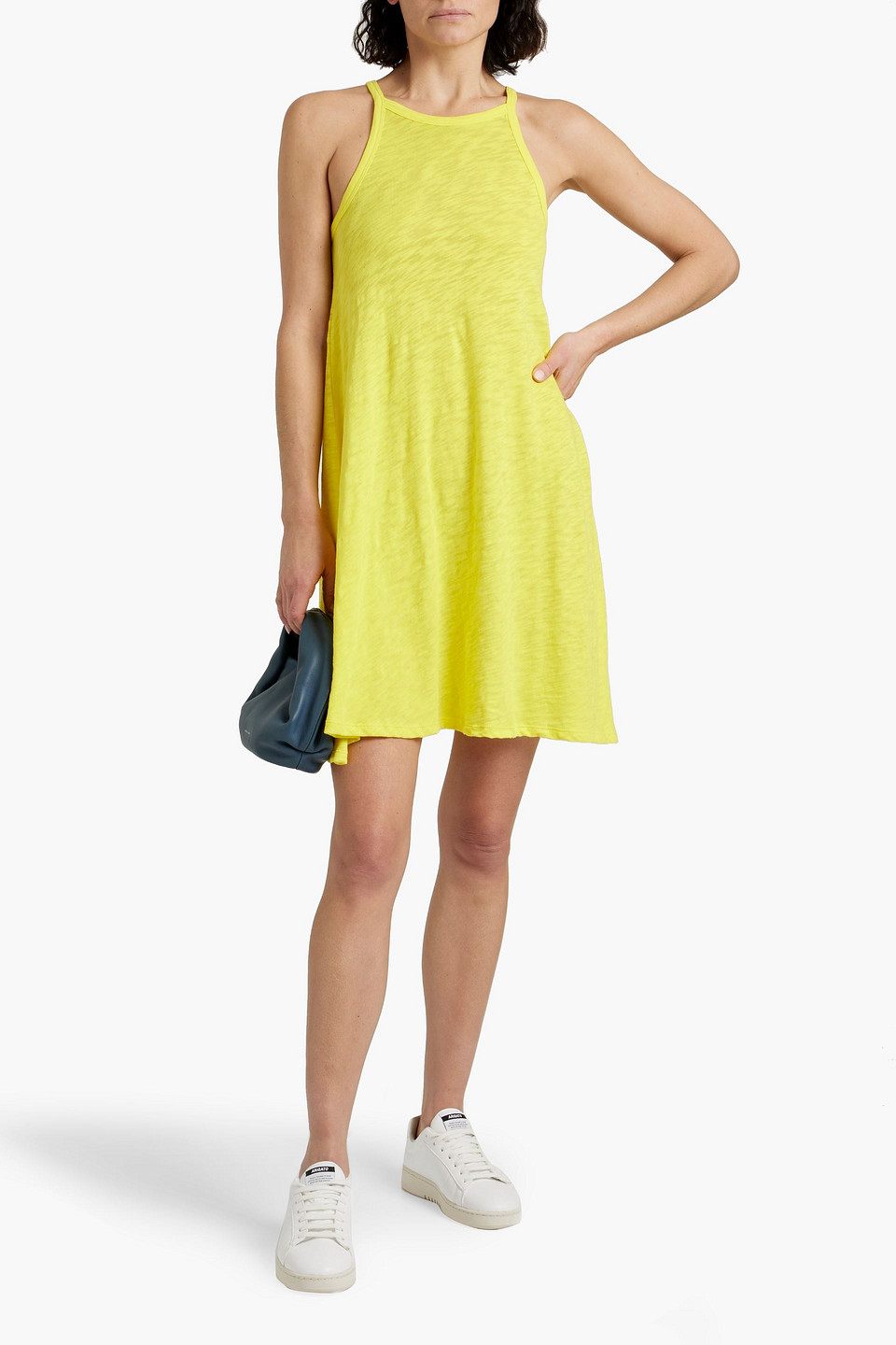 Shop Atm Anthony Thomas Melillo Slub Cotton-jersey Mini Dress In Yellow