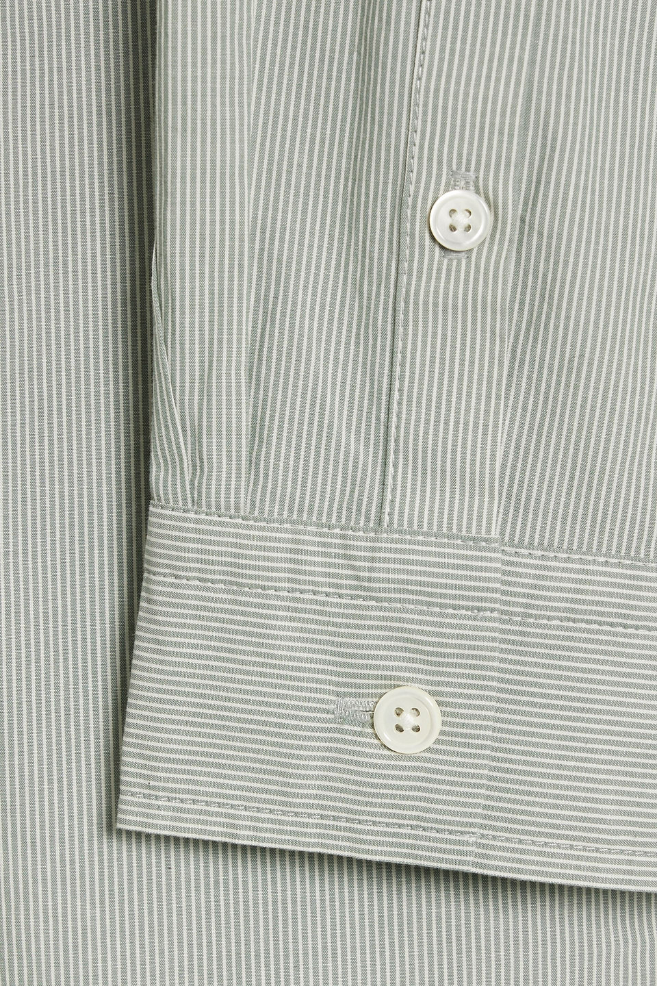 Shop Atm Anthony Thomas Melillo Pinstriped Cotton-poplin Shirt In Grey Green