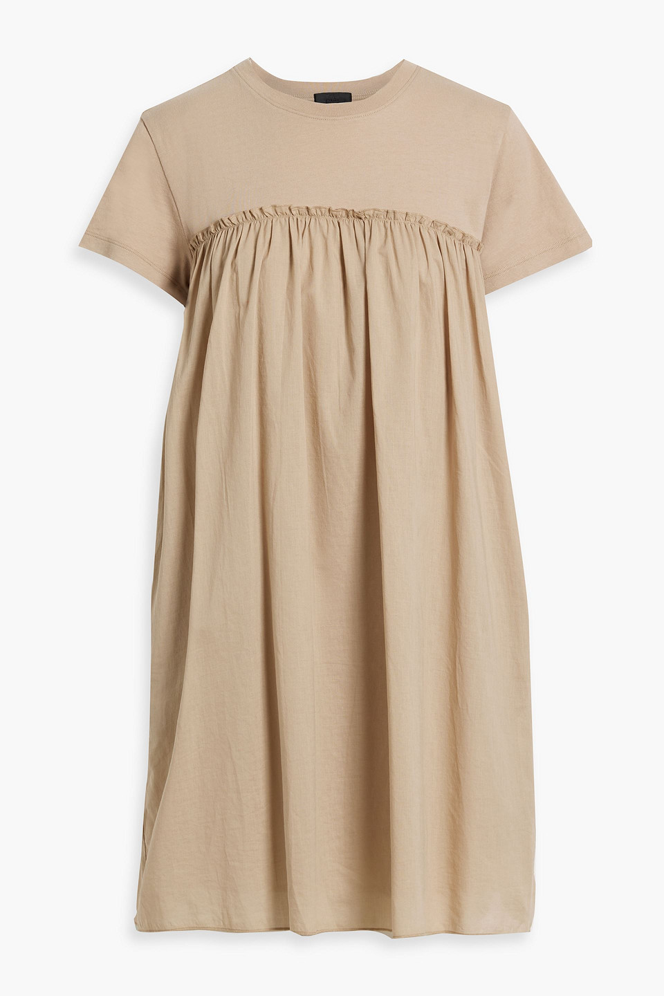 Shop Atm Anthony Thomas Melillo Gathered Cotton Mini Dress In Taupe