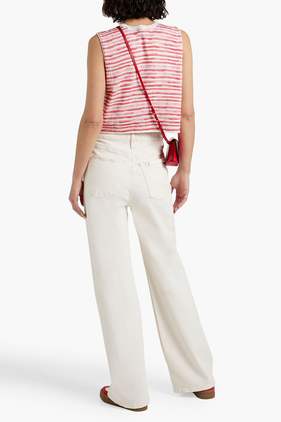 Shop Atm Anthony Thomas Melillo Cropped Striped Cotton And Cashmere-blend Top In Pink