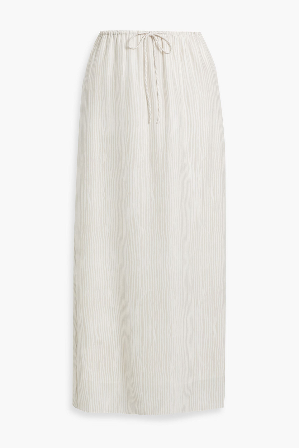 Shop Atm Anthony Thomas Melillo Striped Silk-crepe Midi Skirt In White