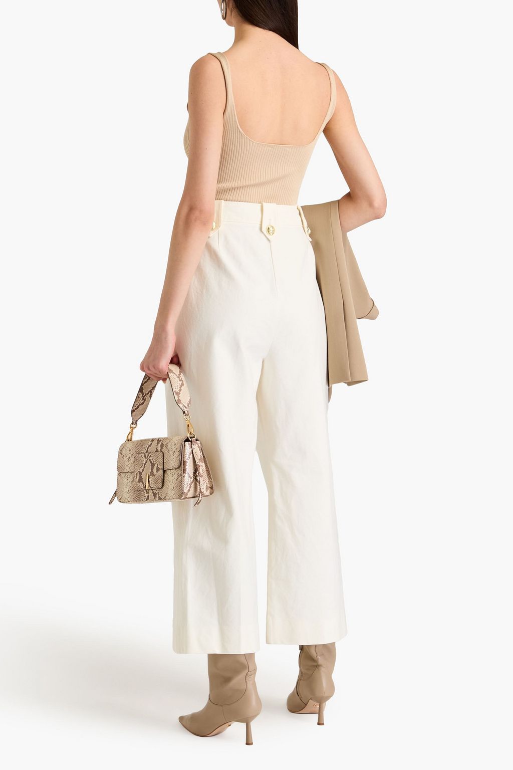 DEREK LAM 10 CROSBY 장식 디테일 스트레치 코튼 트윌 와이드 레그 팬츠