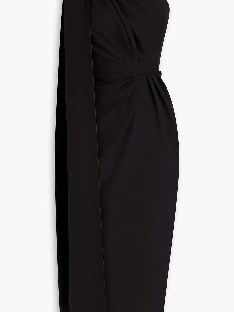 one-shoulder pleated crepe gown