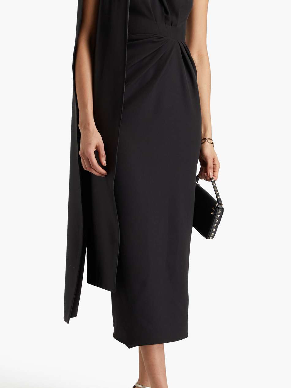 one-shoulder pleated crepe gown