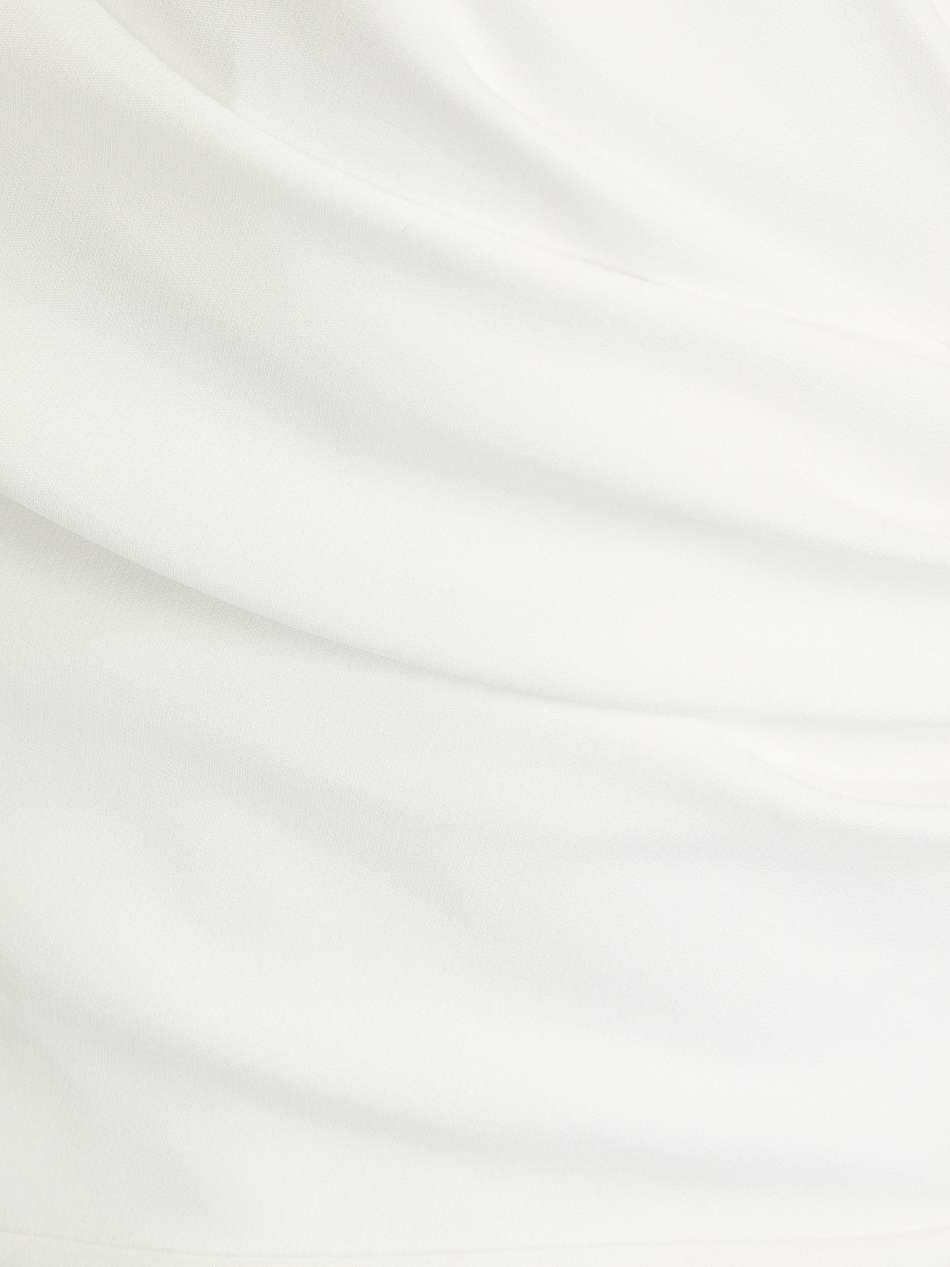 one-shoulder draped crepe gown