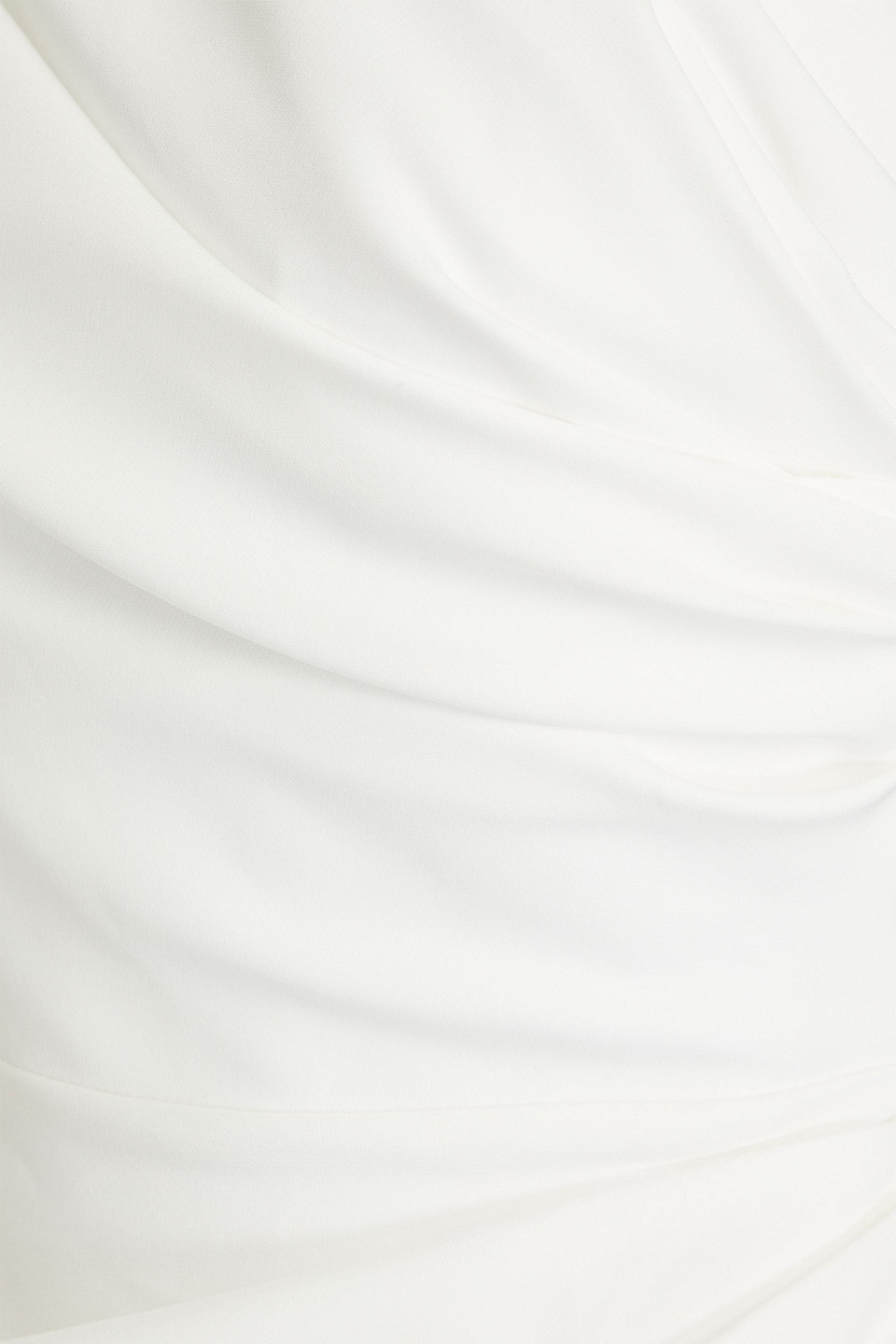 Rhea Costa One-shoulder Draped Crepe Gown In Ivory