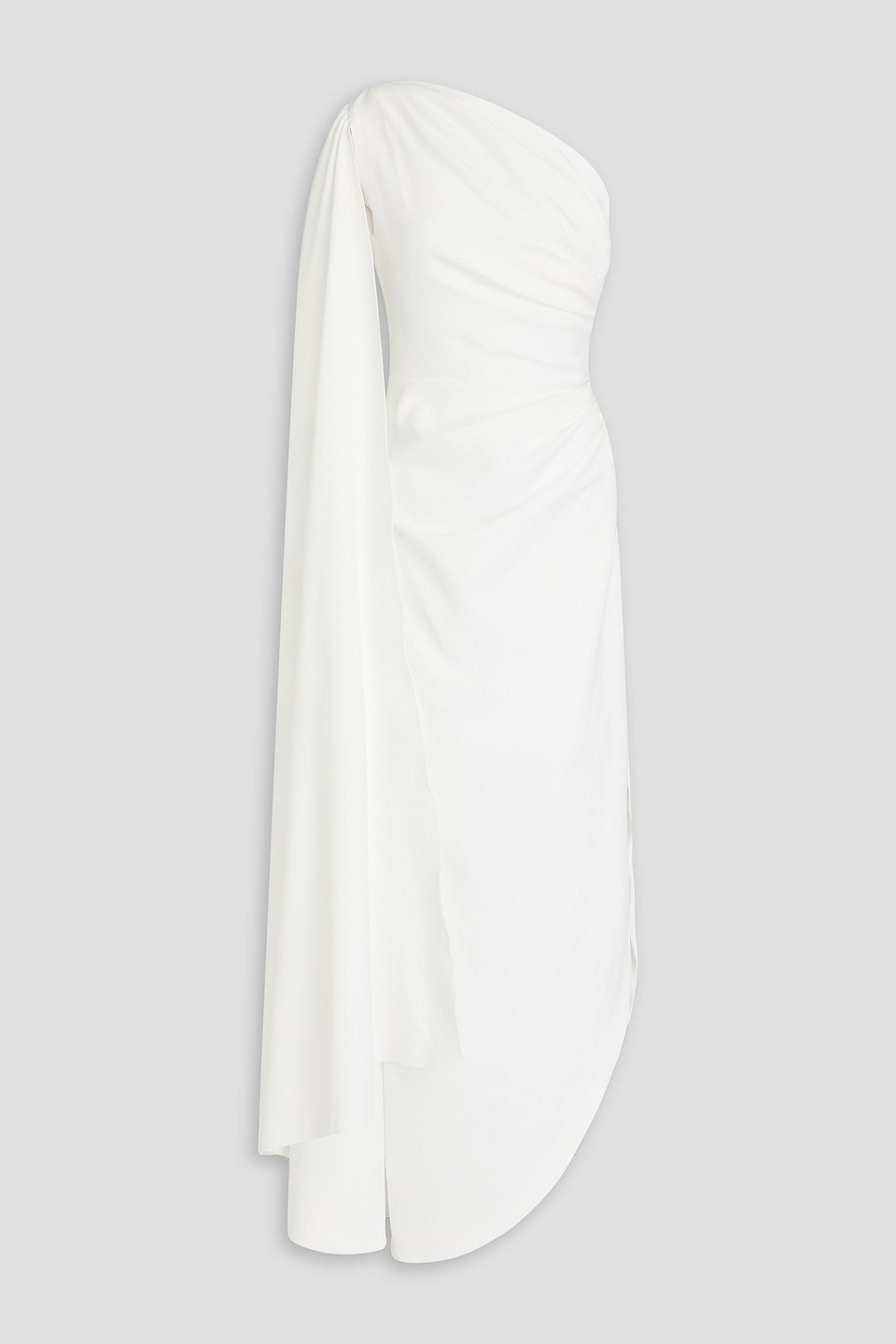 Rhea Costa One-shoulder Draped Crepe Gown In Ivory