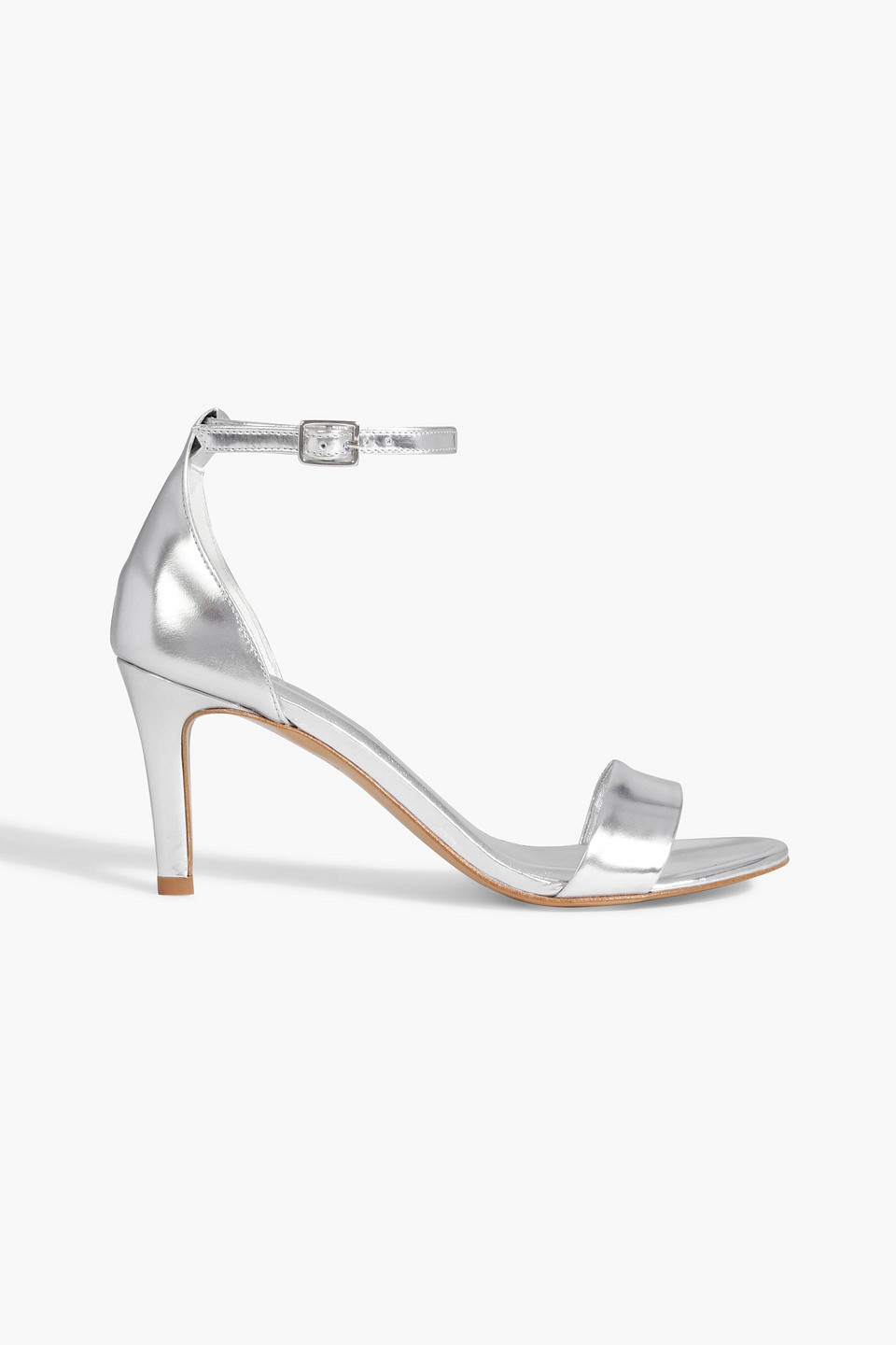 Iris & Ink Karina Mirrored-leather Sandals In Silver