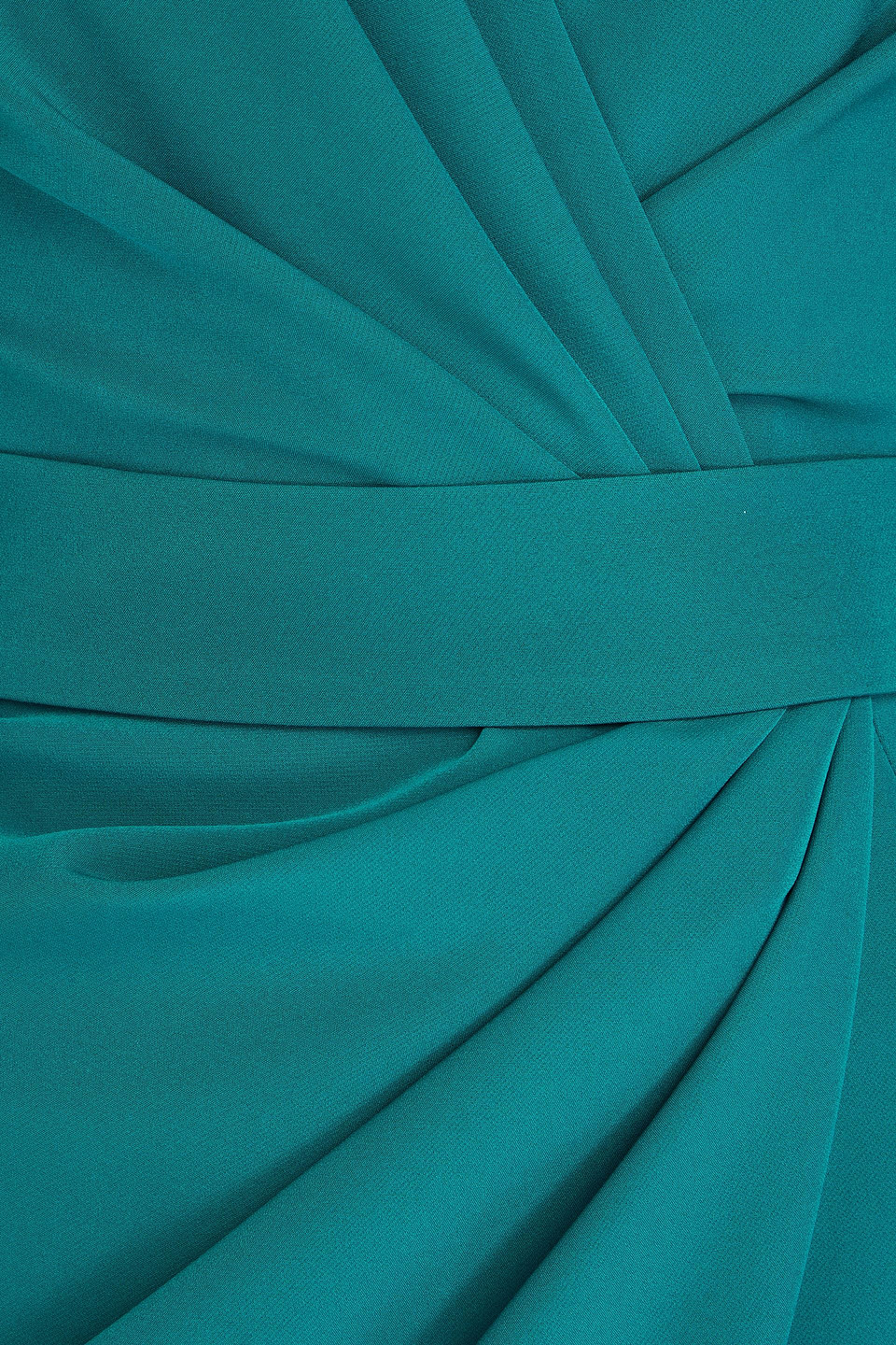 Shop Rhea Costa Wrap-effect Draped Crepe Gown In Teal