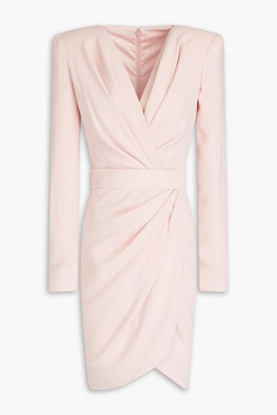 Rhea Costa Wrap-effect Crepe Mini Dress In Blush