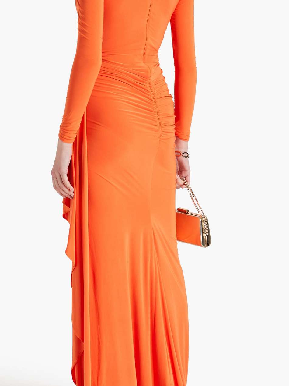 wrap-effect draped satin-jersey gown