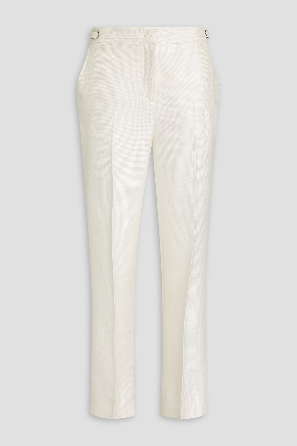 Gabriela Hearst Delon Silk-jacquard Tapered Pants In Elfenbein