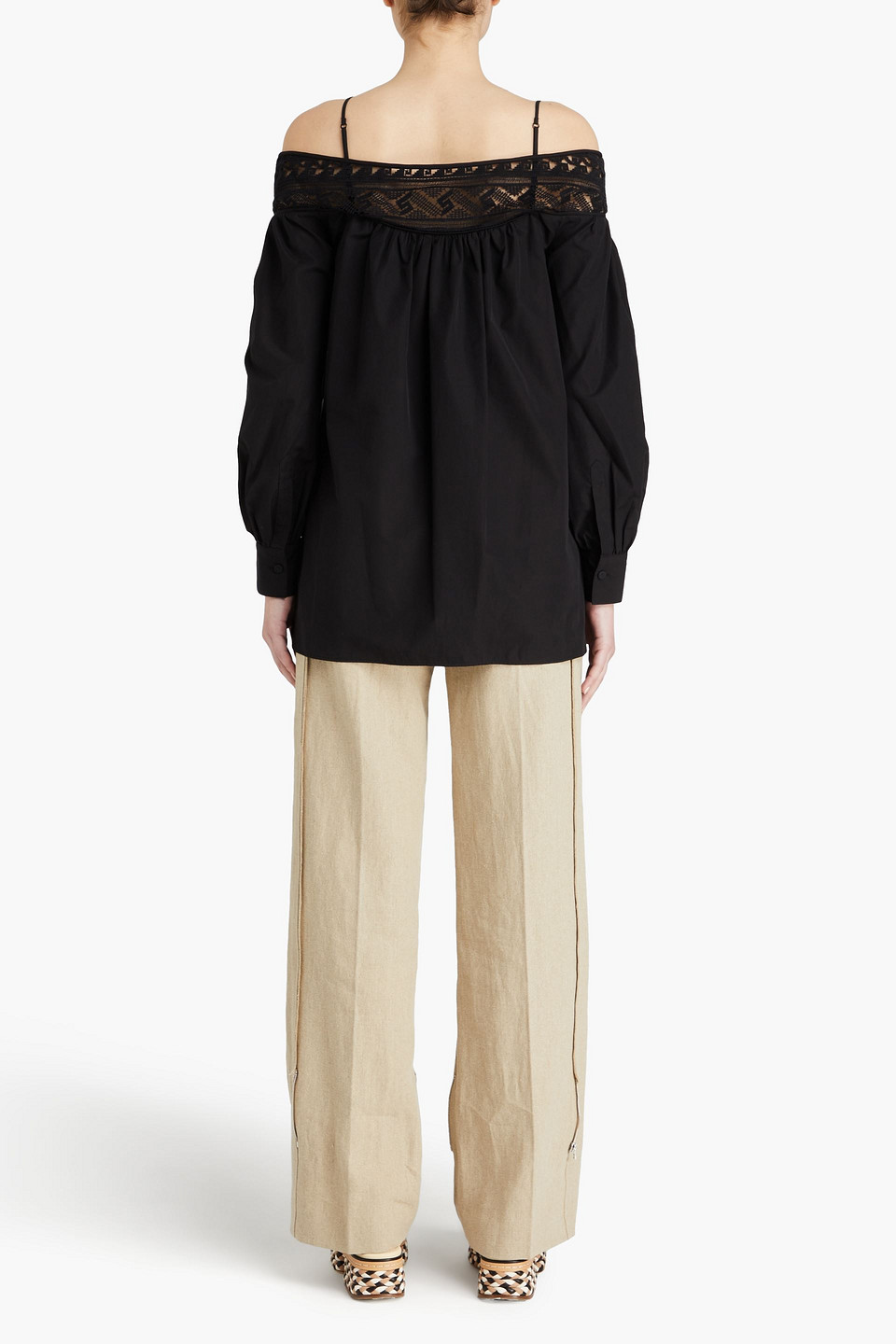  Gabriela Hearst - Augustin Neckholder-bluse Aus Baumwollpopeline Mit Spitzenbesatz - Schwarz - It 40 