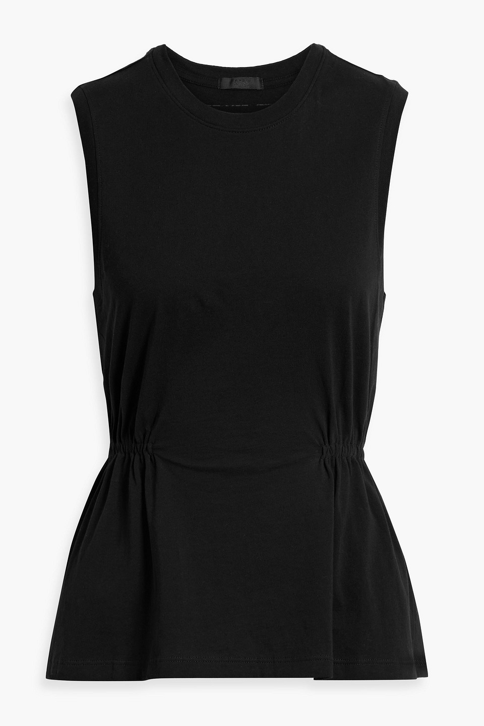 Shop Atm Anthony Thomas Melillo Ruched Cotton-jersey Tank In Black