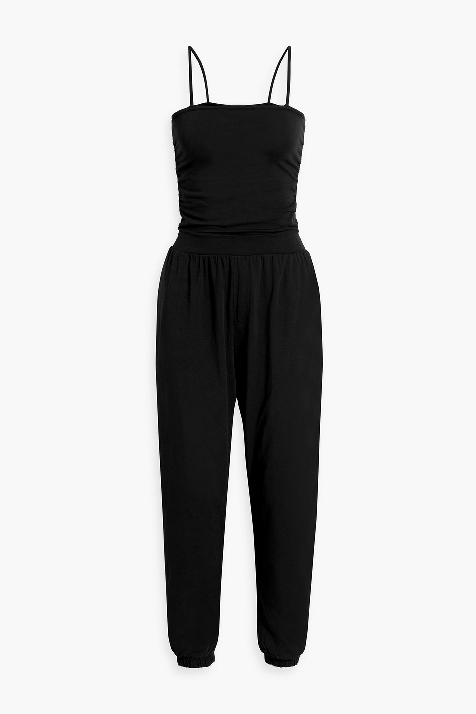 Gathered stretch Pima cotton-jersey jumpsuit