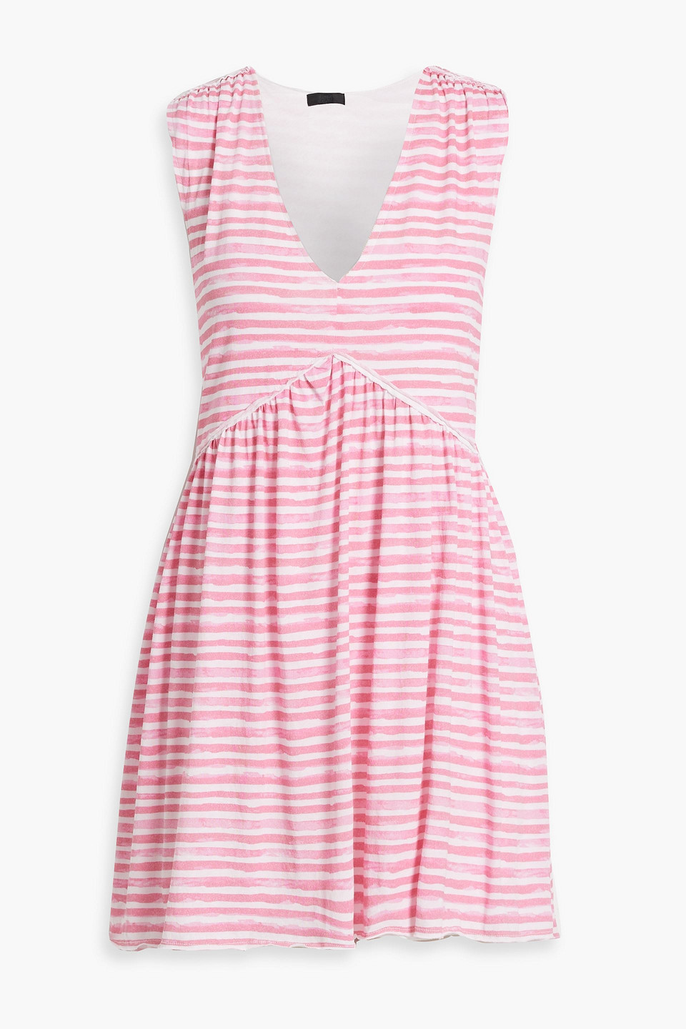 Atm Anthony Thomas Melillo Striped Cotton-jersey Mini Dress In Pink