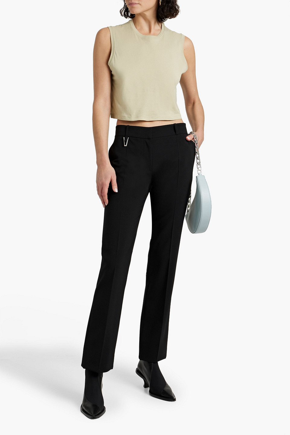 Shop Atm Anthony Thomas Melillo Cropped Cotton-jersey Tank In Sage Green