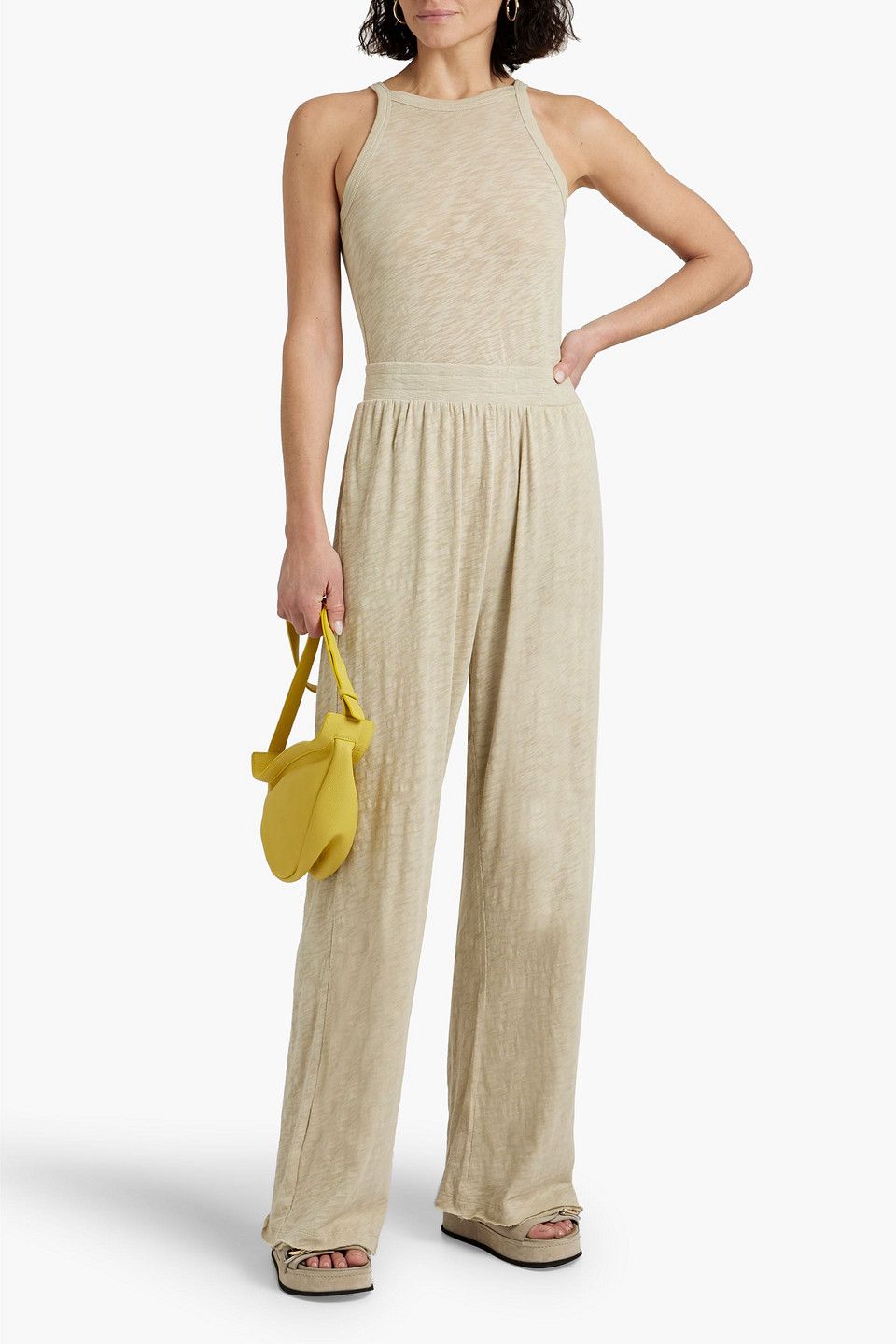 Atm Anthony Thomas Melillo Slub Cotton-jersey Jumpsuit In Sage Green