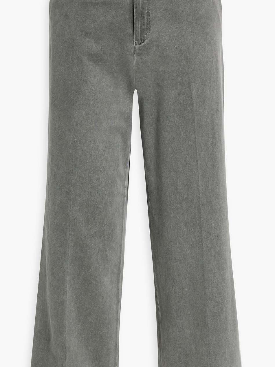 cropped cotton-blend twill wide-leg pants