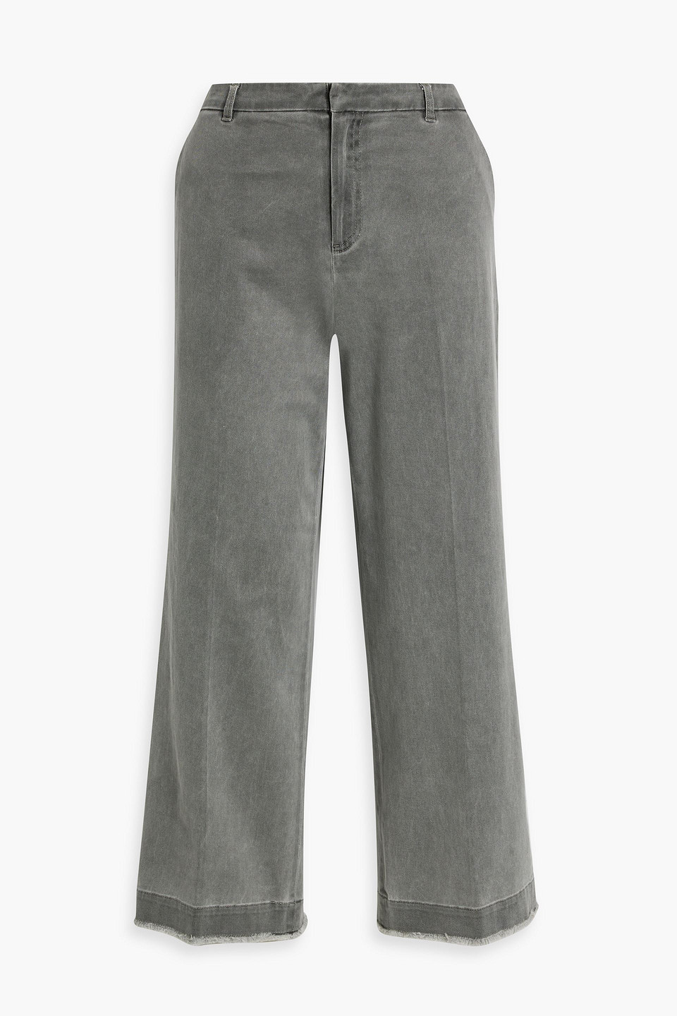 Atm Anthony Thomas Melillo Cropped Cotton-blend Twill Wide-leg Pants In Gray