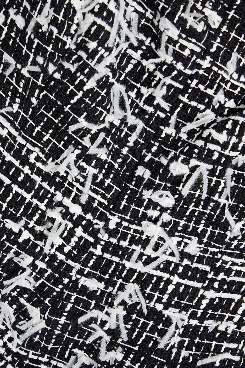 OSCAR DE LA RENTA Frayed cotton-blend tweed peplum top