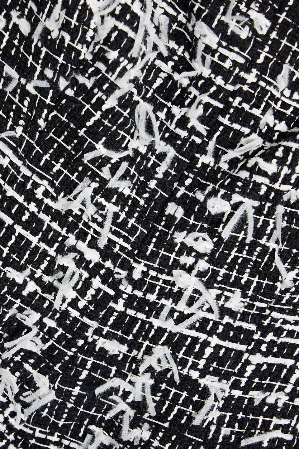 Oscar De La Renta Frayed Cotton-blend Tweed Peplum Top In Black