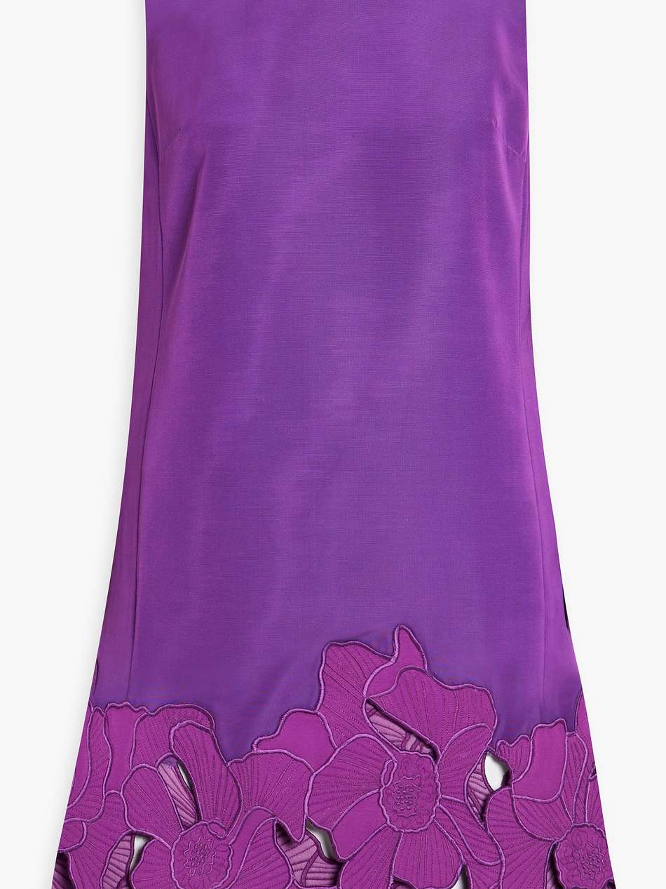 broderie anglaise-trimmed cotton-blend faille mini dress