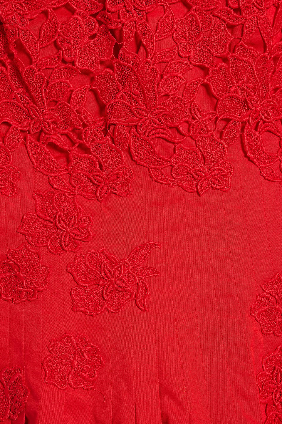 Oscar De La Renta Guipure Lace Midi Dress In Red