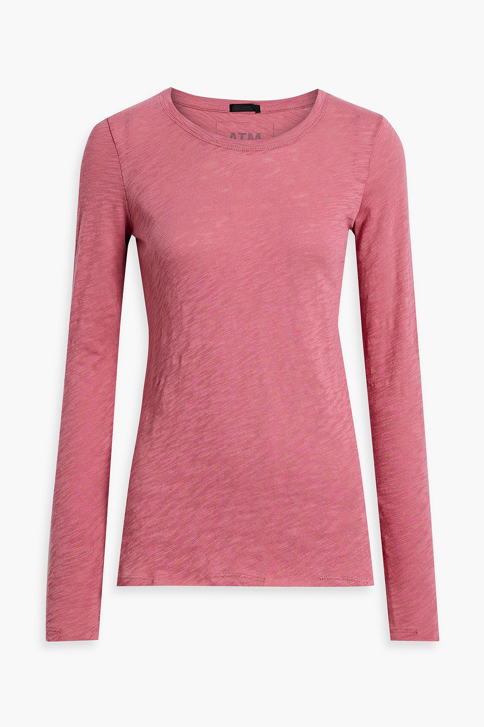Distressed slub cotton-jersey top