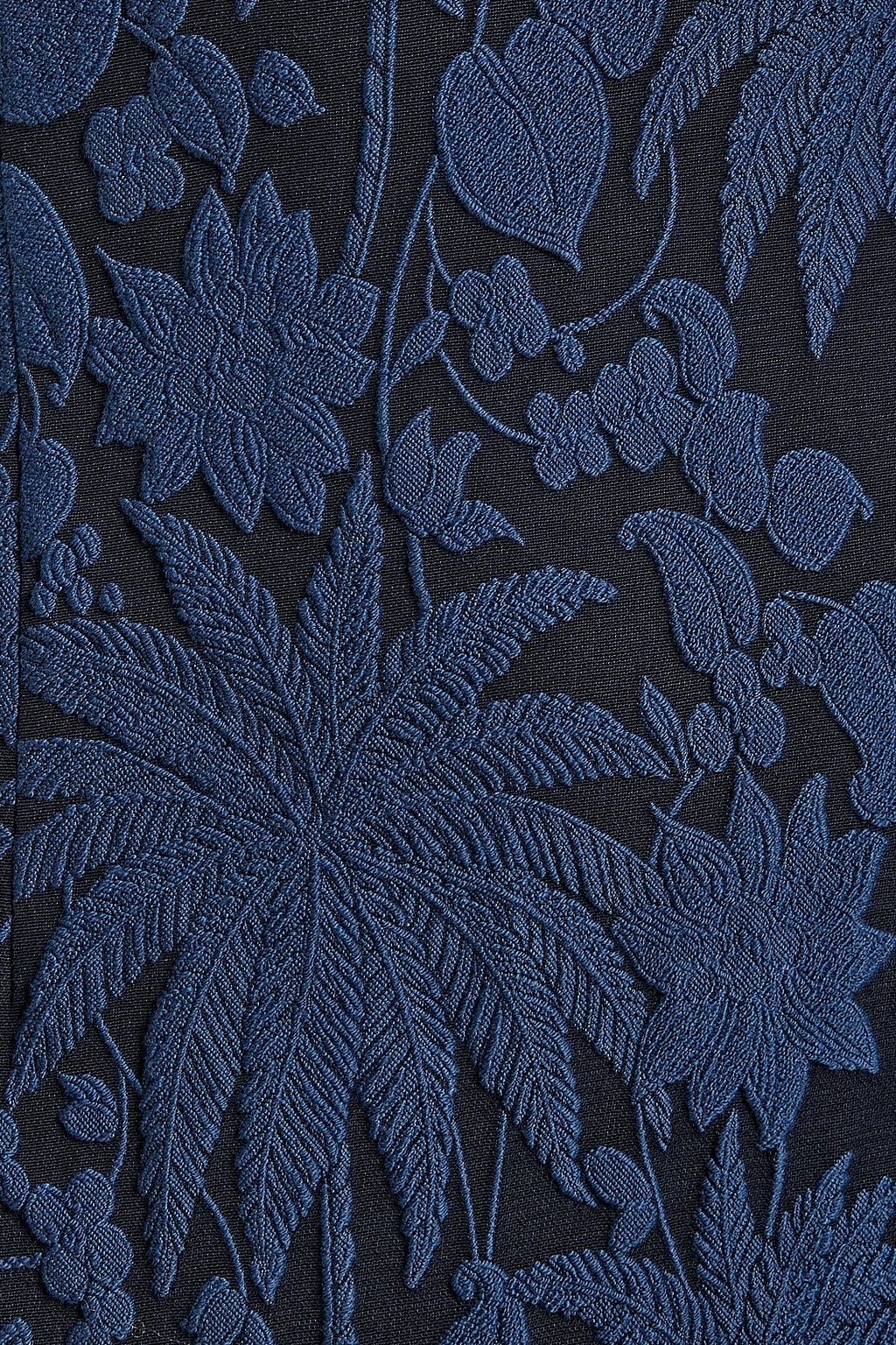 OSCAR DE LA RENTA Embroidered cotton-blend dress