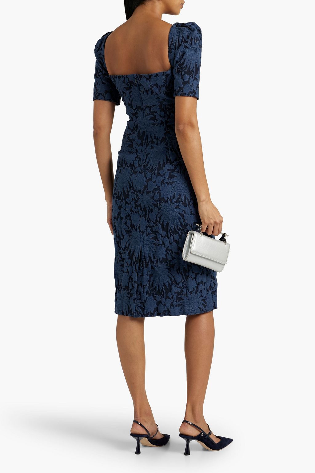 OSCAR DE LA RENTA Embroidered cotton-blend dress