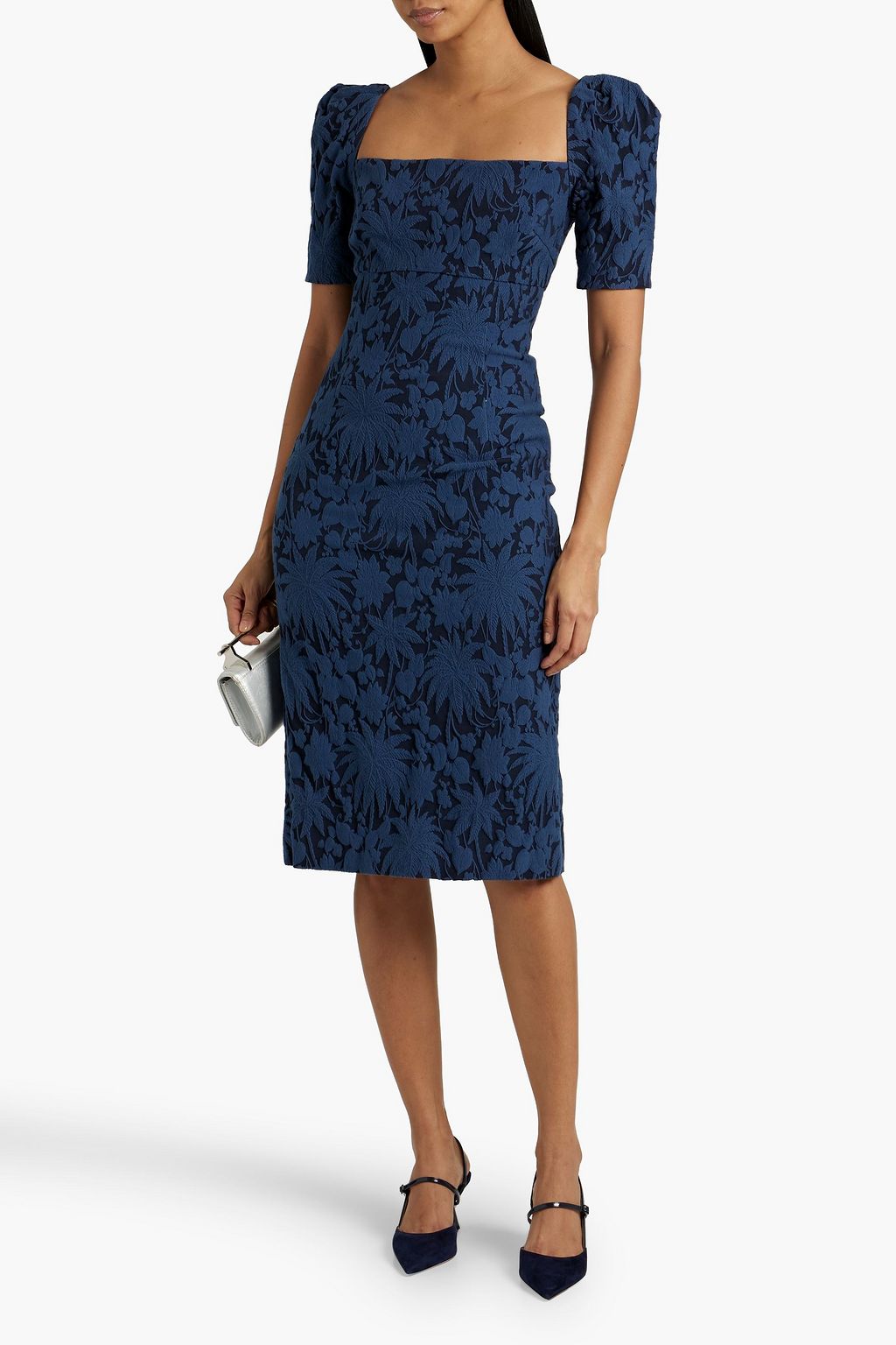 OSCAR DE LA RENTA Embroidered cotton-blend dress