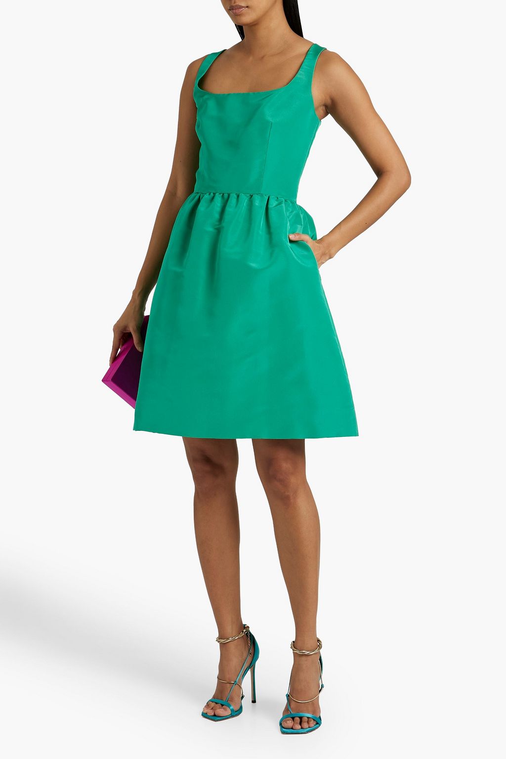 OSCAR DE LA RENTA Flared silk-faille mini dress