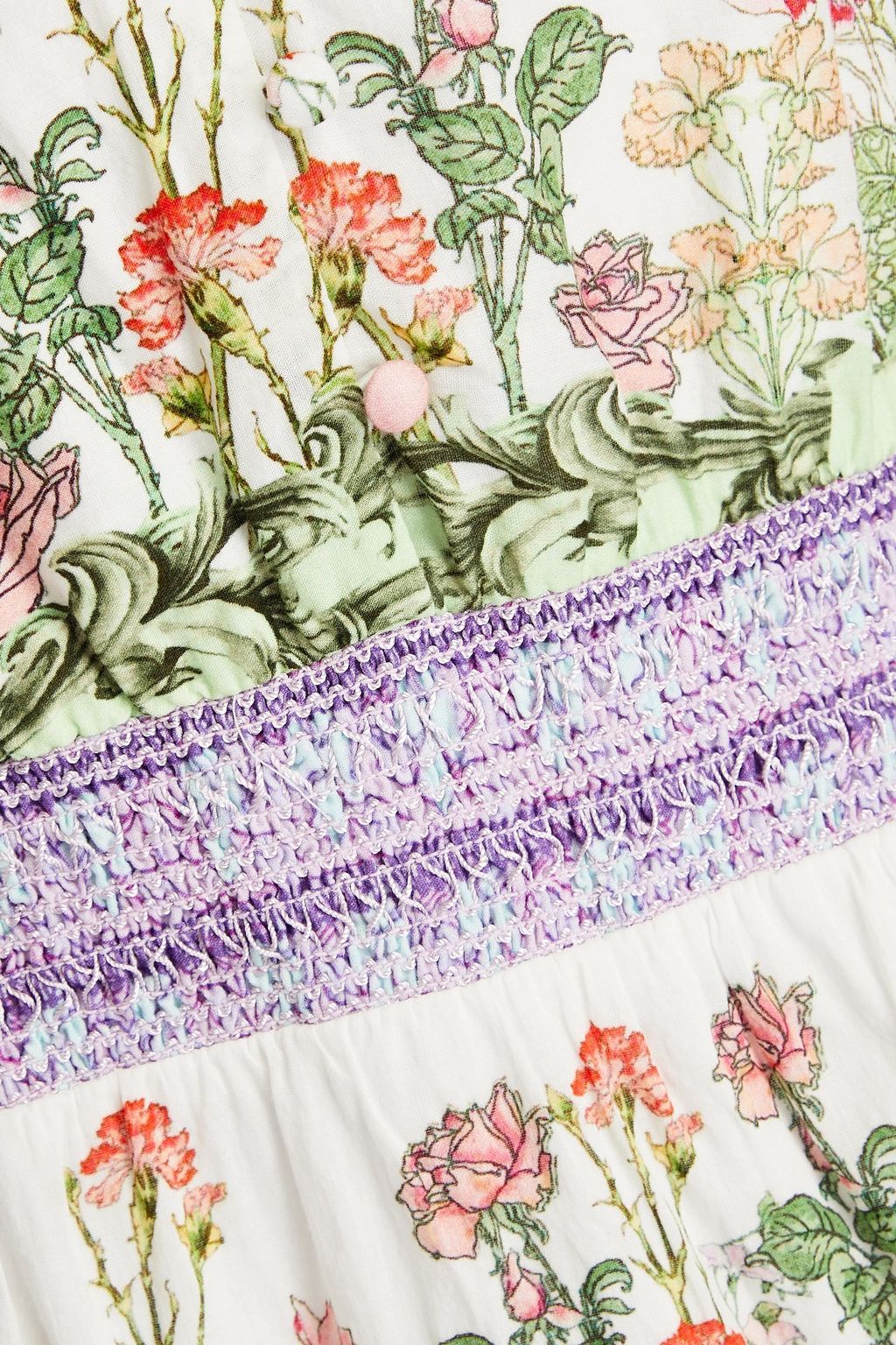 ALICE + OLIVIA فستان "لافينيا" قصير بطبقات متدرجة مصنوع من قطن الموسلين ومزين بطبعة الأزهار