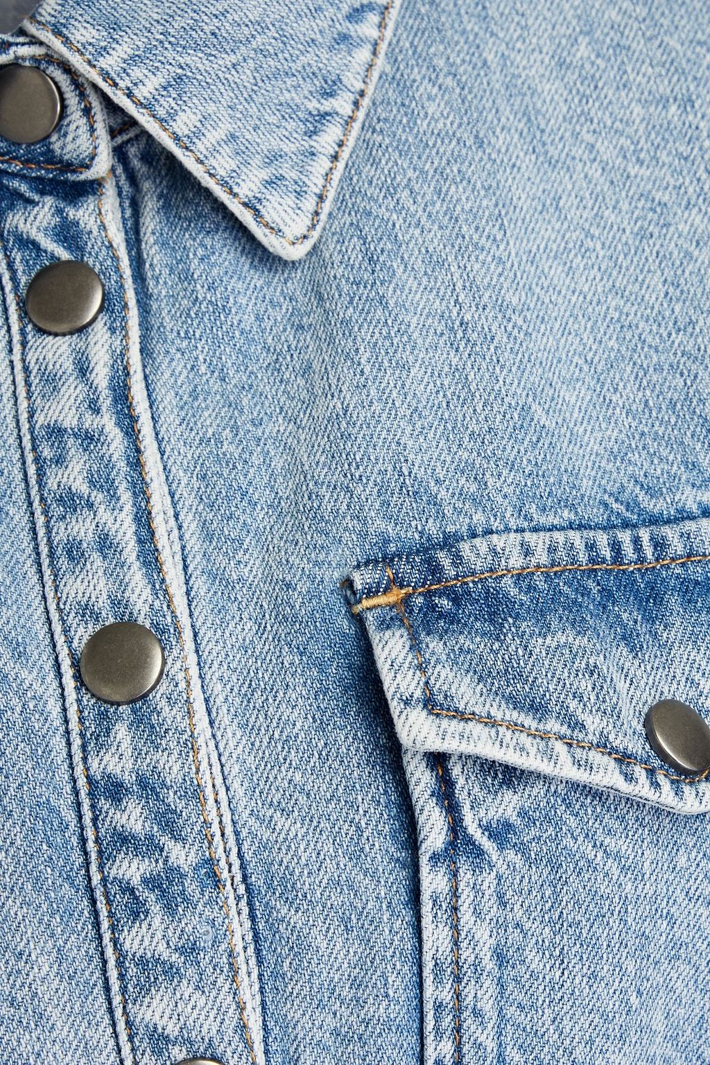 ALICE + OLIVIA JEANS Rockstar gathered denim mini shirt dress
