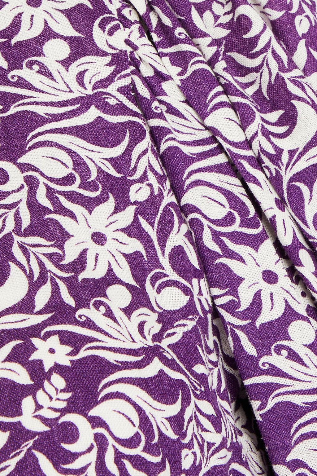 MAJE Cutout floral-print linen-blend mini dress