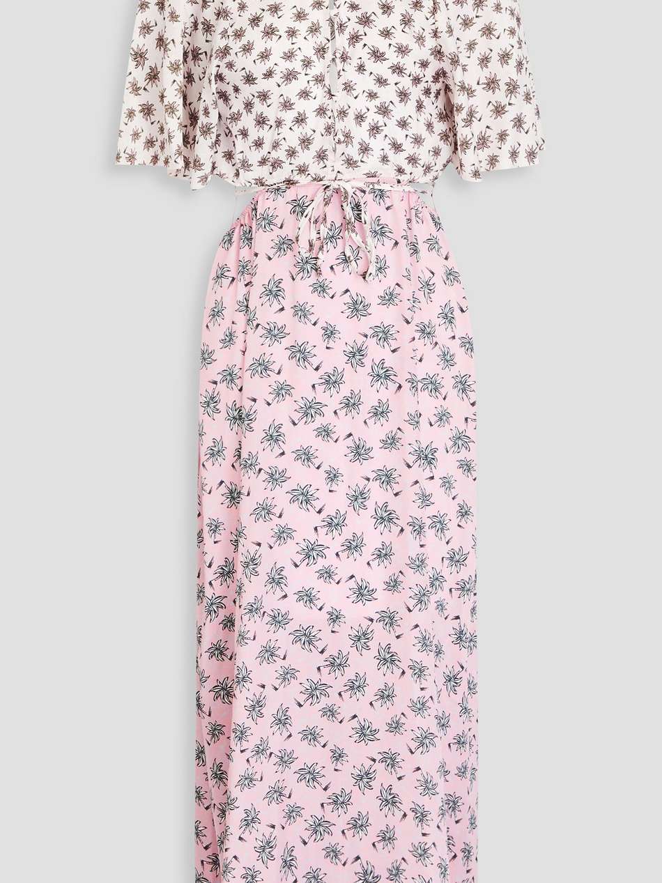 cutout printed satin midi dress