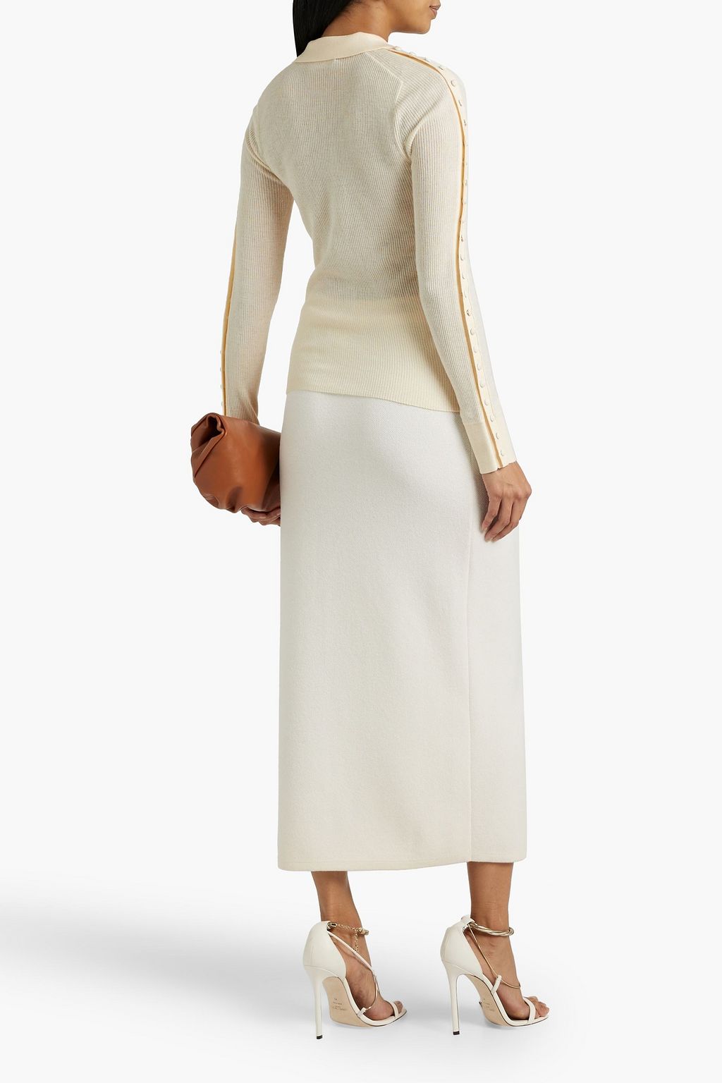 ALTUZARRA Button-detailed ribbed wool and silk-blend top