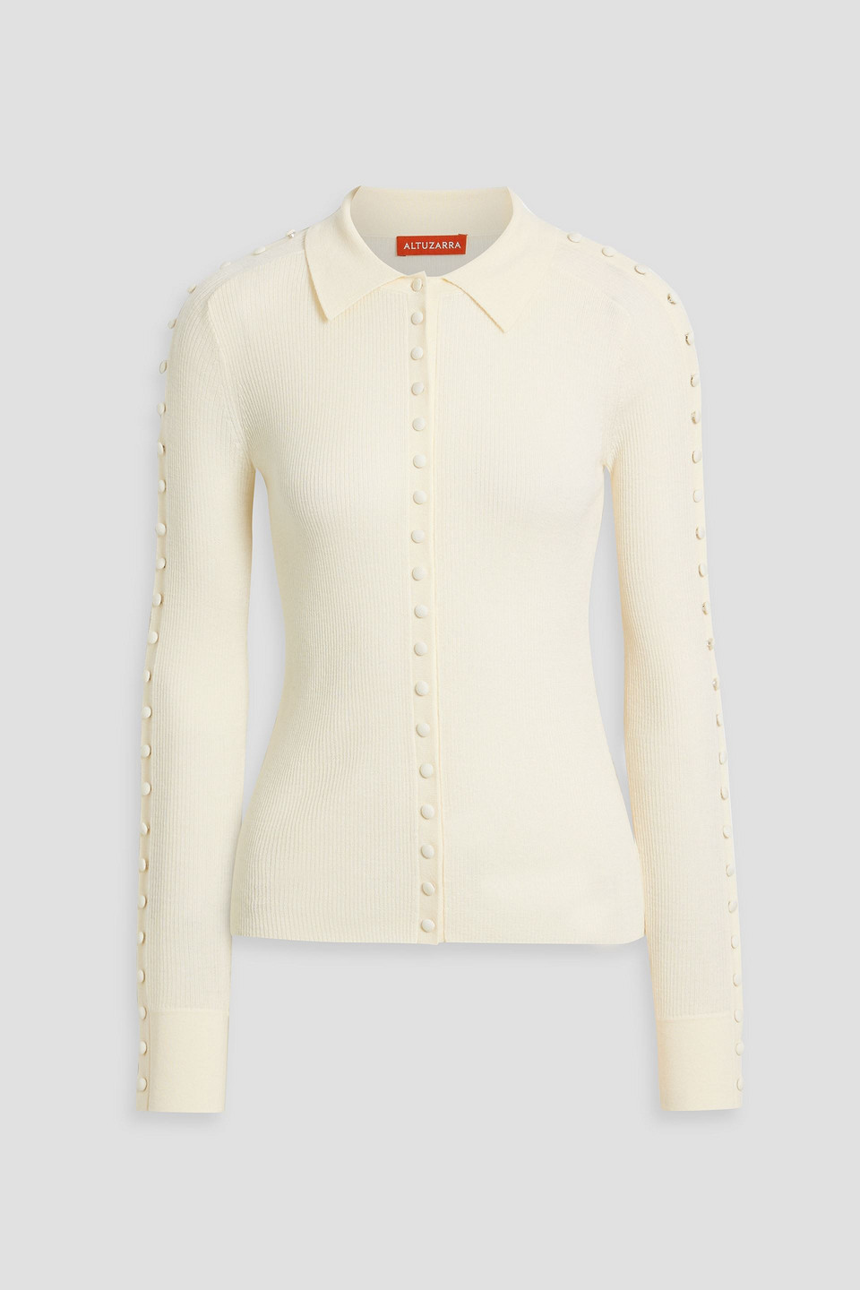 Altuzarra Button-detailed Ribbed Wool And Silk-blend Top In Ivory