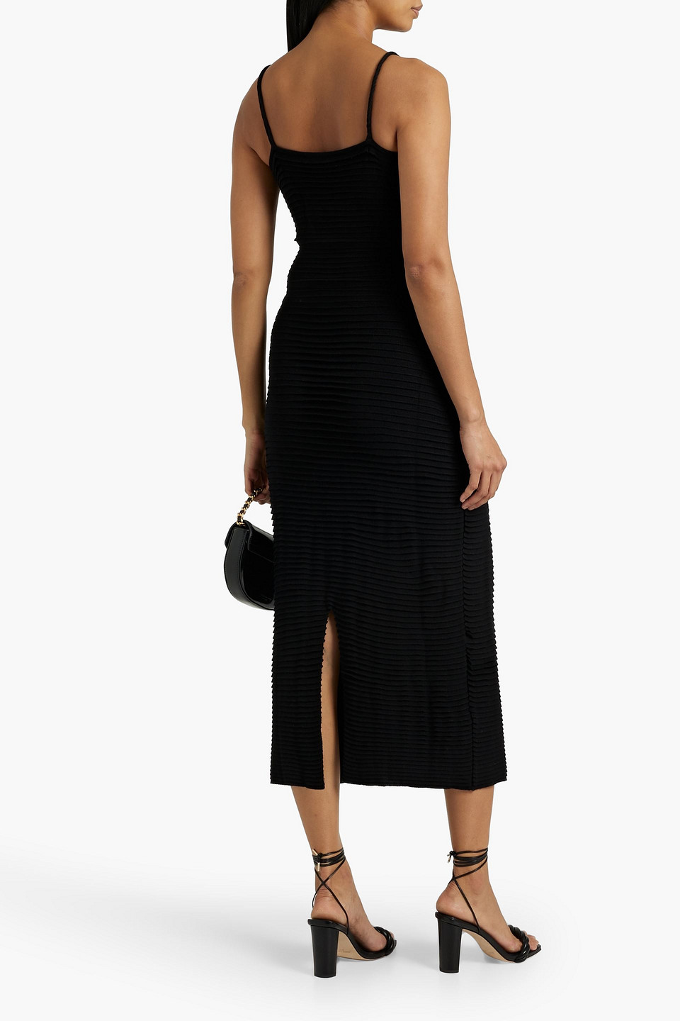 Shop Altuzarra Cutout Pleated Stretch-knit Midi Dress In Black