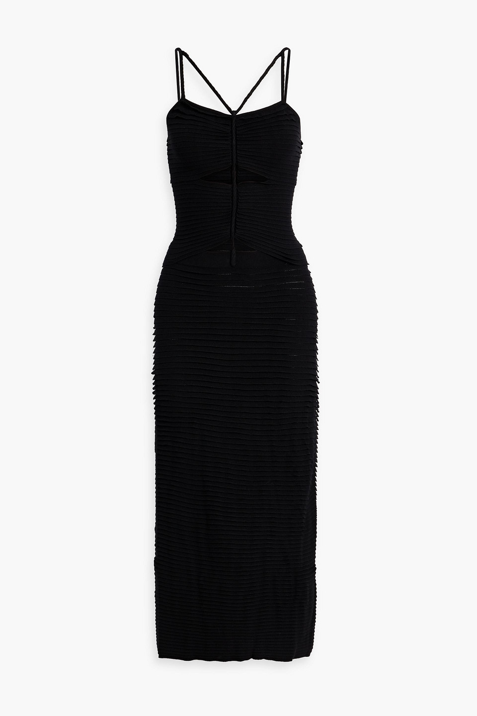 Altuzarra Cutout Pleated Stretch-knit Midi Dress In Black