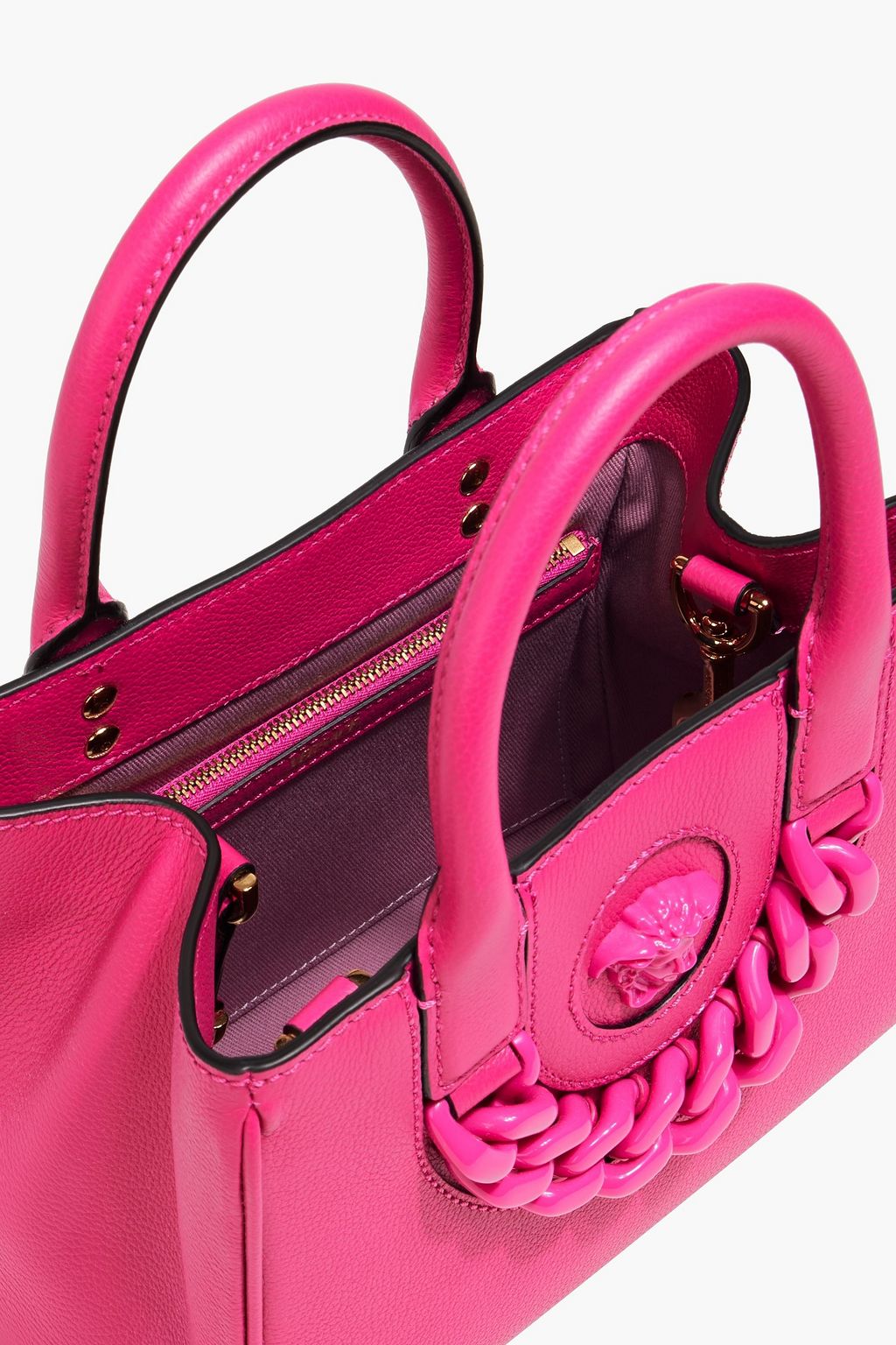 VERSACE La Medusa embellished pebbled-leather tote