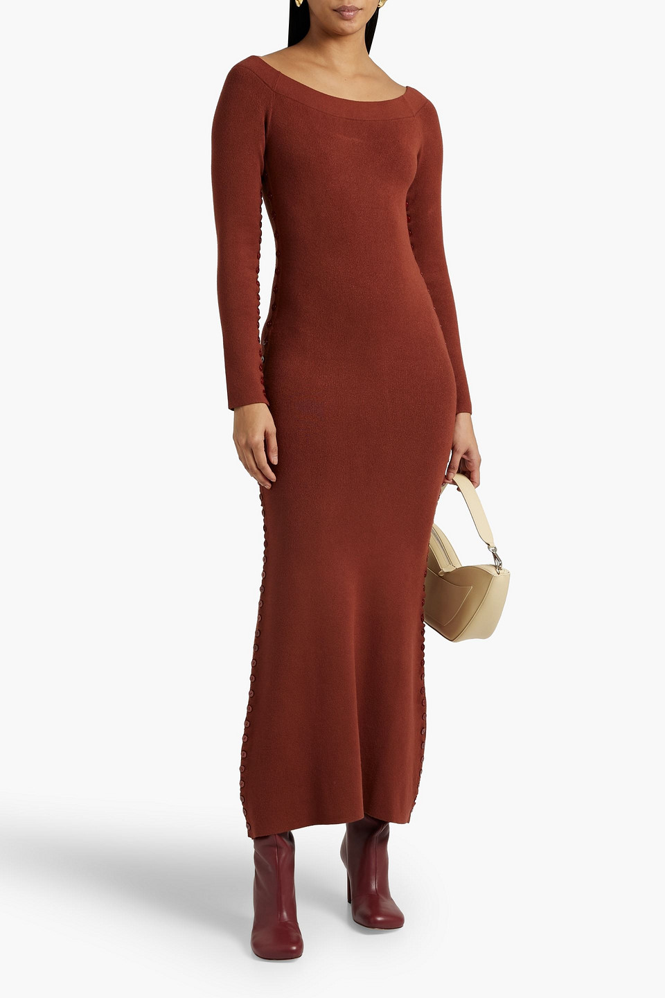 Shop Altuzarra Stretch-knit Midi Dress In Brick