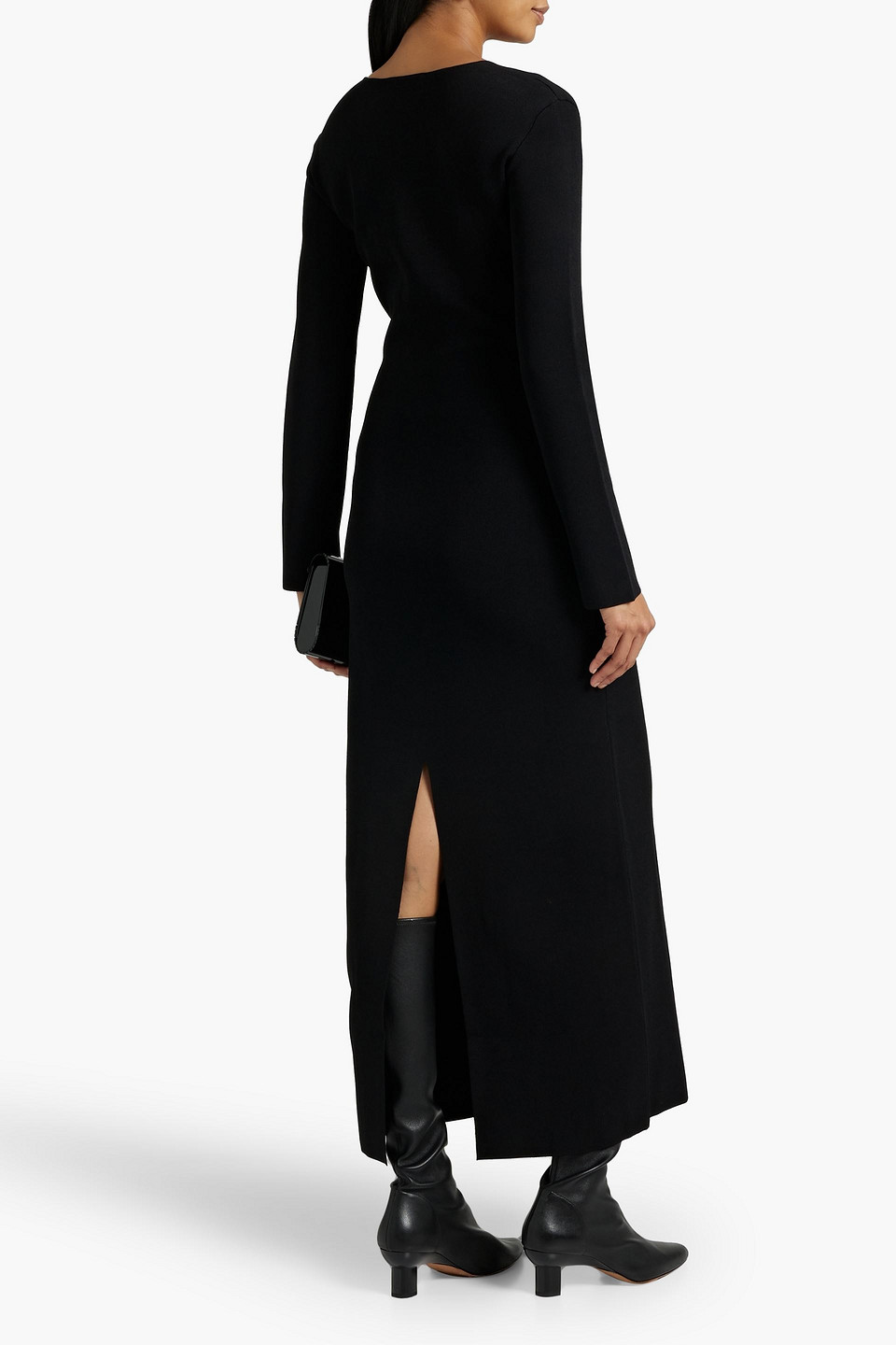 Shop Altuzarra Lace-up Stretch-knit Maxi Dress In Black