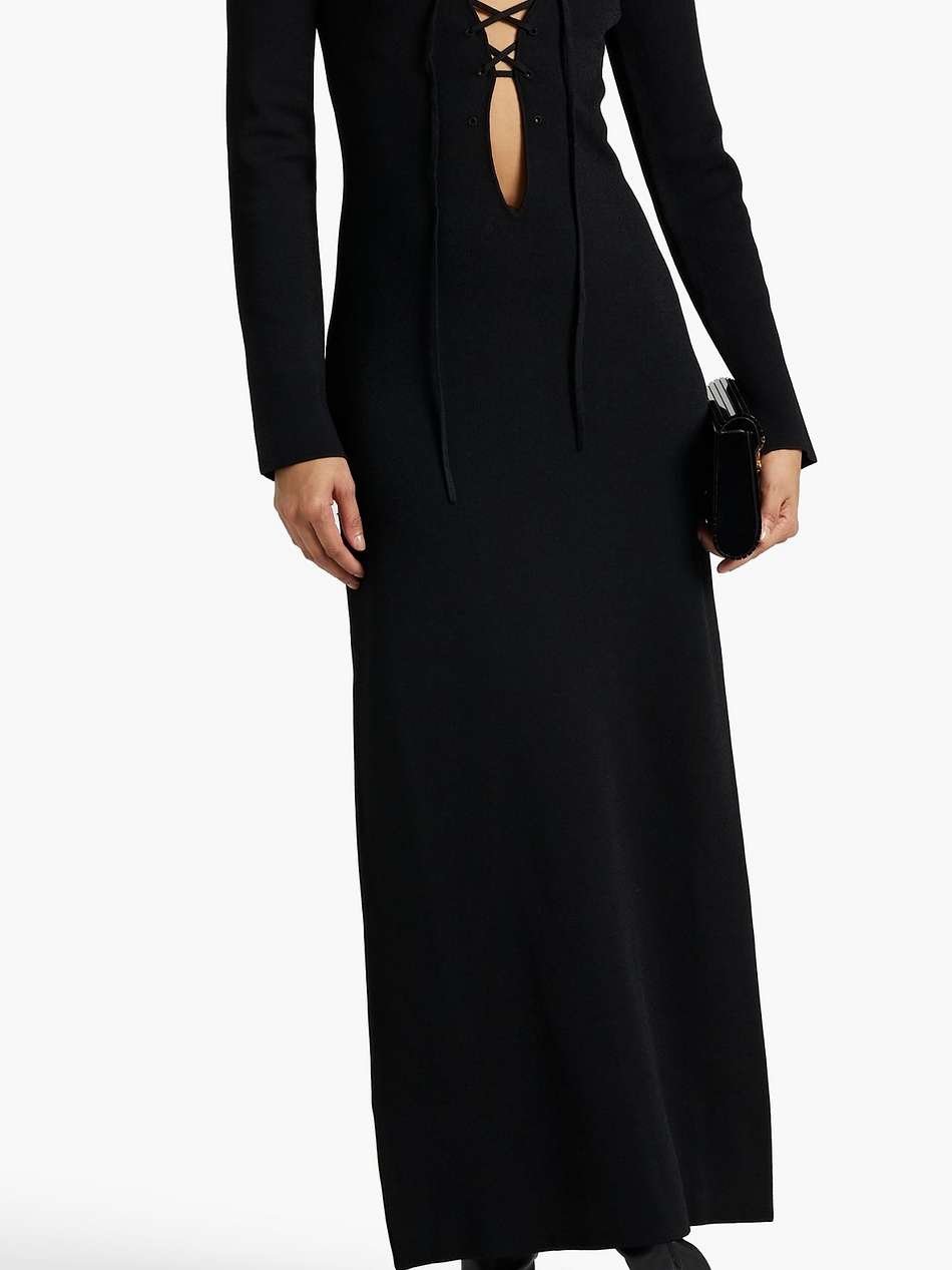 lace-up stretch-knit maxi dress