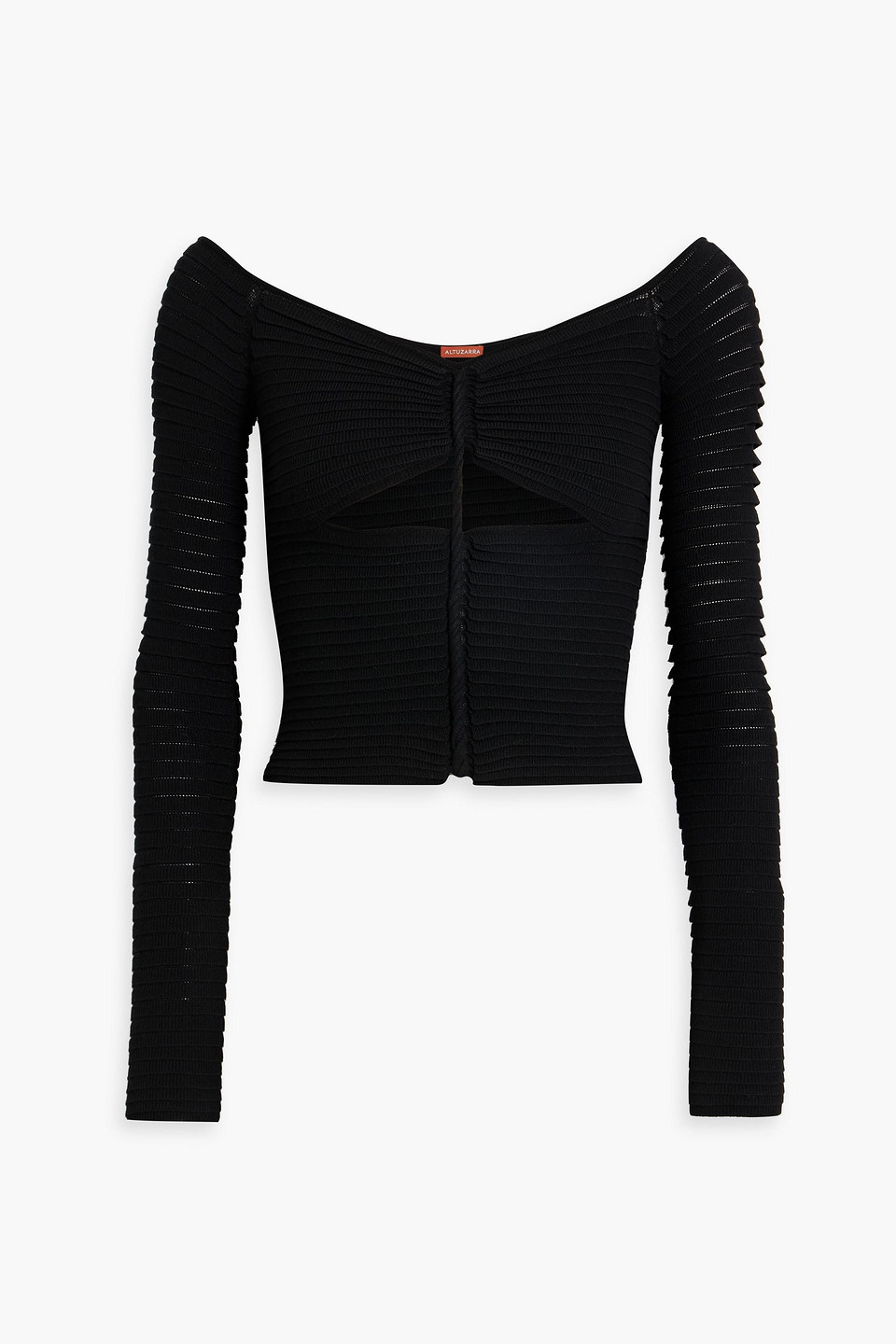 Altuzarra Off-the-shoulder Cutout Pointelle-knit Top In Black