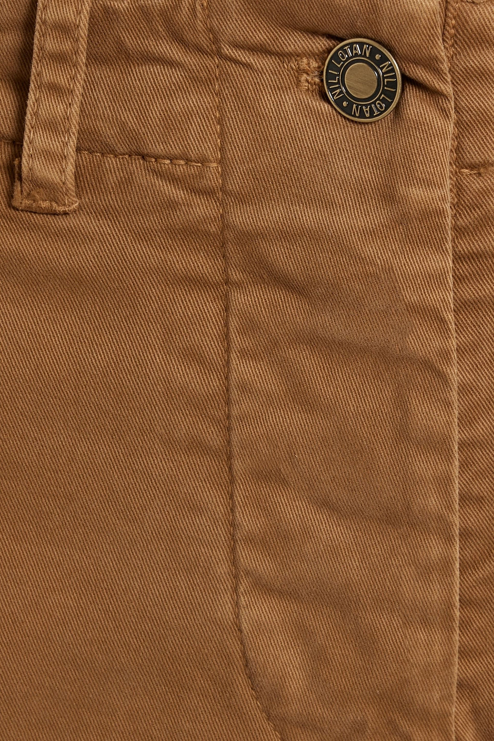 Shop Nili Lotan Tomboy Cotton-blend Twill Straight-leg Pants In Camel