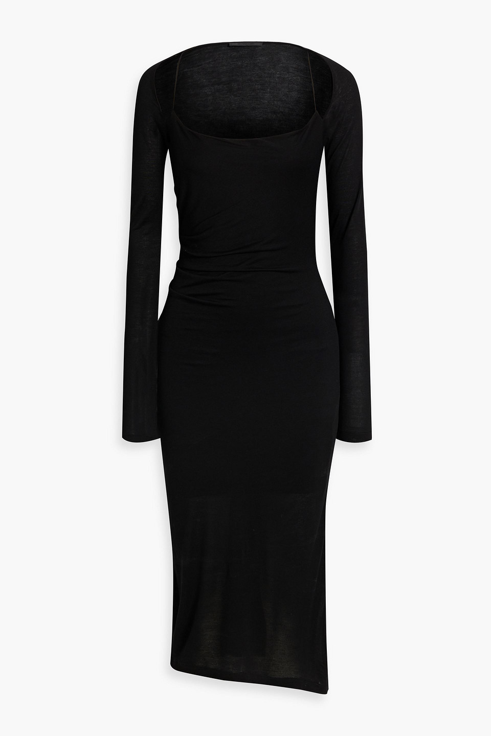 Helmut Lang Cutout Jersey Midi Dress In Black