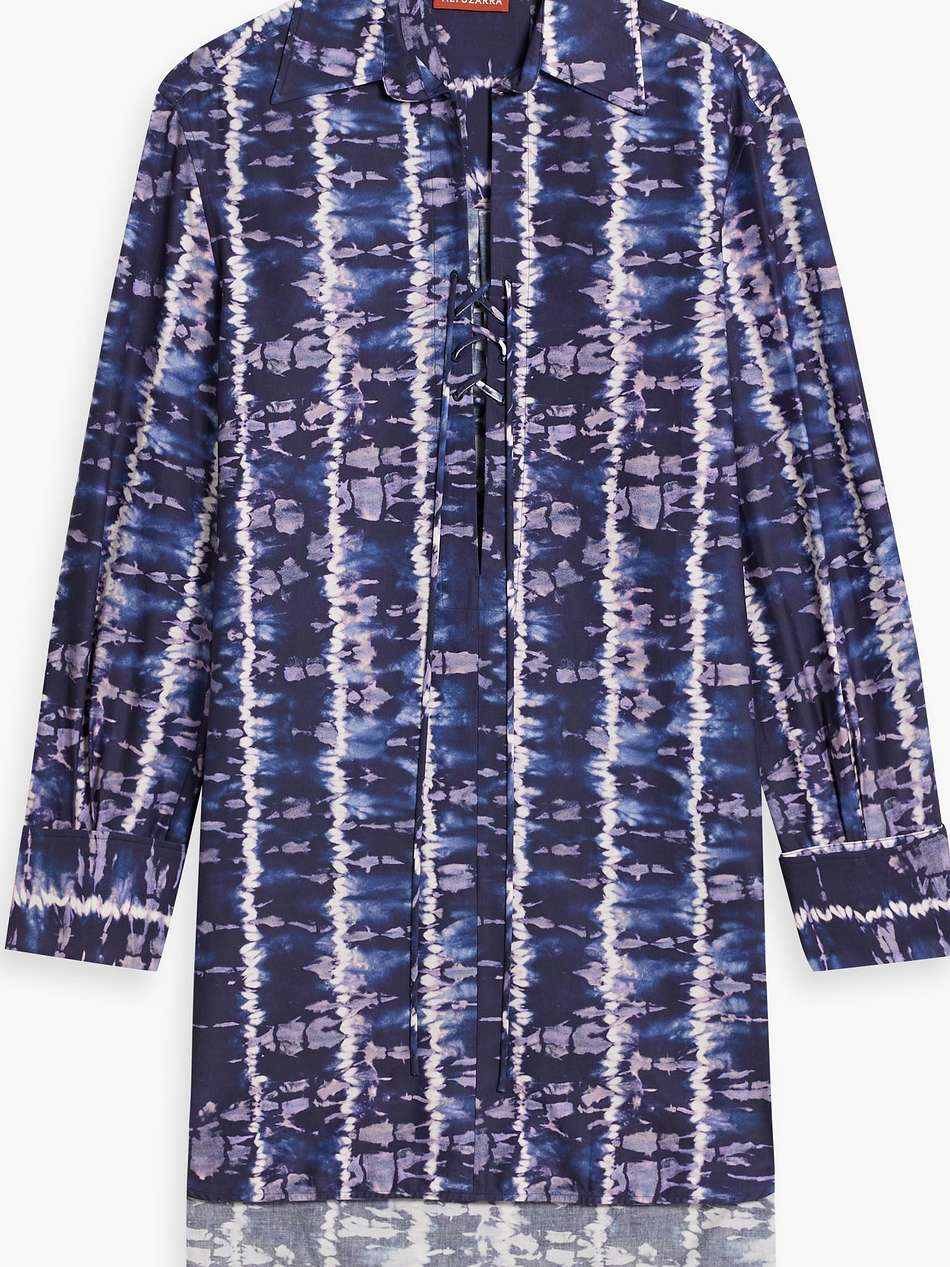 tie-dyed cotton-blend poplin shirt dress